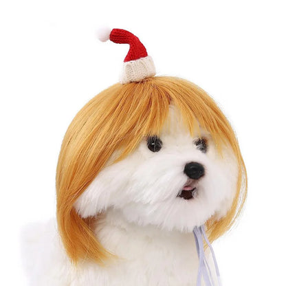 Pet Wig Dog and Cat Spoof Wig Pet Supplies Christmas Pet Accessories Curly Hair Straight Hair Diy Hand Woven Hair Wig Accessorie