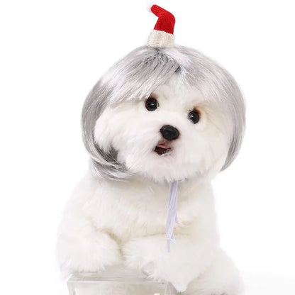 Pet Wig Dog and Cat Spoof Wig Pet Supplies Christmas Pet Accessories Curly Hair Straight Hair Diy Hand Woven Hair Wig Accessorie